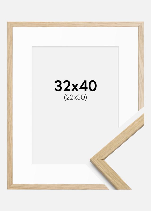 Ram med passepartou Frame Edsbyn Oak 32x40 cm - Mounts White 23x31 cm