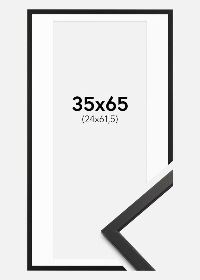 Ram med passepartou Frame Edsbyn Black 35x65 cm - Mounts White 25x62.5 cm