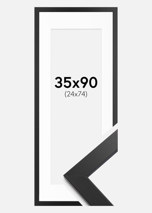 Ram med passepartou Frame Black Wood 35x90 cm - Mounts White 25x75 cm