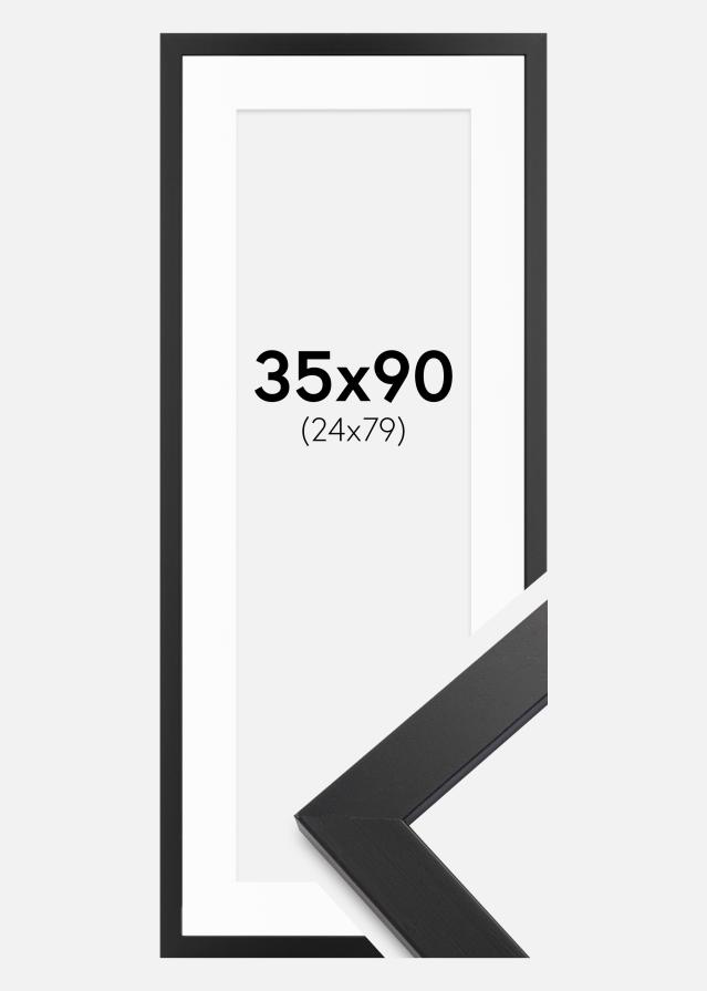 Ram med passepartou Frame Black Wood 35x90 cm - Mounts White 25x80 cm