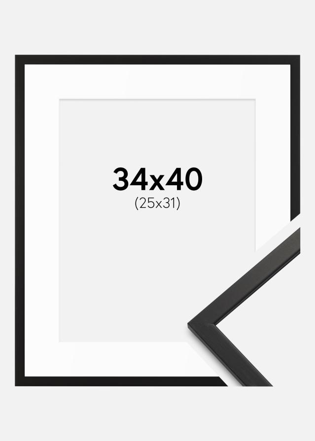 Ram med passepartou Frame Edsbyn Black 34x40 cm - Mounts White 26x32 cm