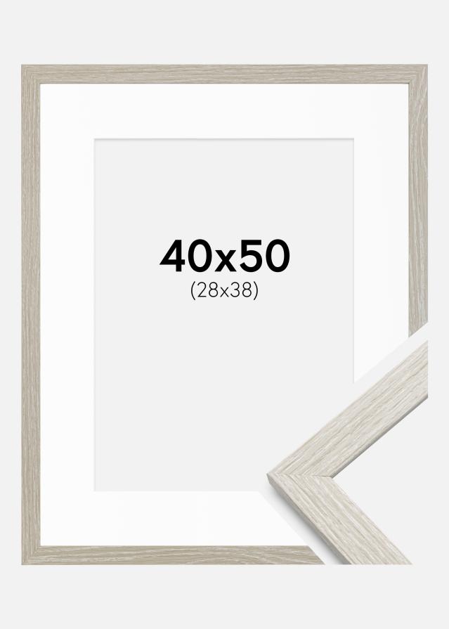 Ram med passepartou Frame Stilren Light Grey Oak 40x50 cm - Mounts White 29x39 cm