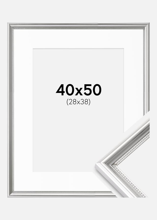Ram med passepartou Frame Gala Silver 40x50 cm - Mounts White 29x39 cm