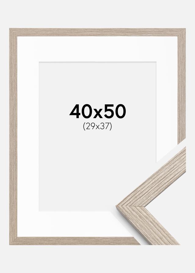 Ram med passepartou Frame Stilren Greige Oak 40x50 cm - Mounts White 30x38 cm