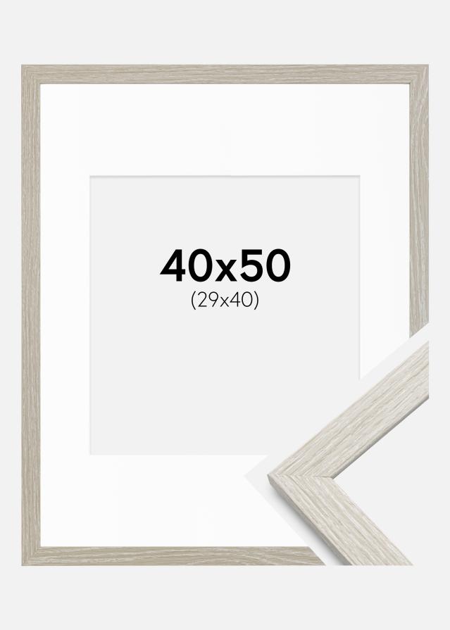 Ram med passepartou Frame Stilren Light Grey Oak 40x50 cm - Mounts White 30x41 cm