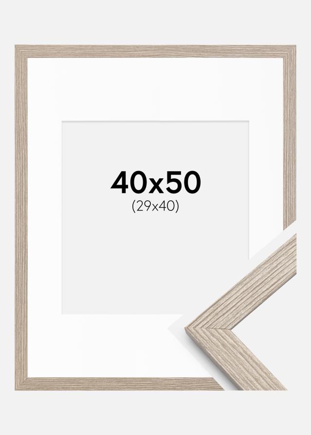Ram med passepartou Frame Stilren Greige Oak 40x50 cm - Mounts White 30x41 cm