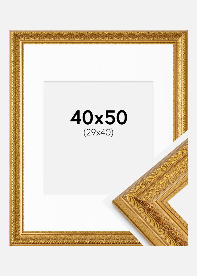 Ram med passepartou Frame Ornate Gold 40x50 cm - Mounts White 30x41 cm