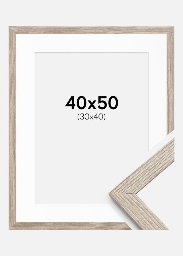 Ram med passepartou Frame Stilren Greige Oak 40x50 cm - Mounts White 31x41 cm