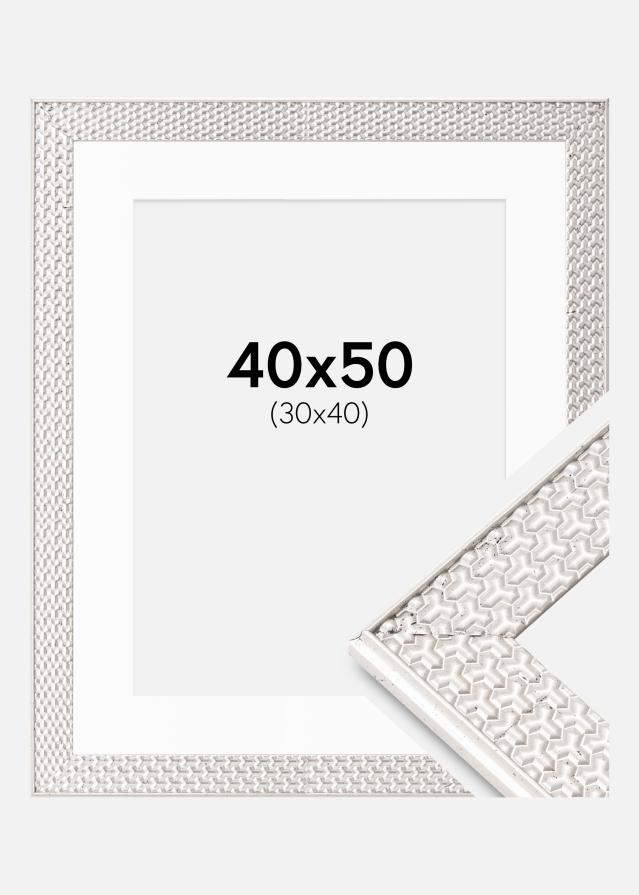 Ram med passepartou Frame Grace Silver 40x50 cm - Mounts White 31x41 cm