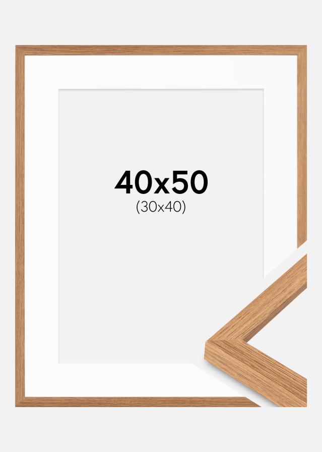 Ram med passepartou Frame Stilren Teak 40x50 cm - Mounts White 31x41 cm