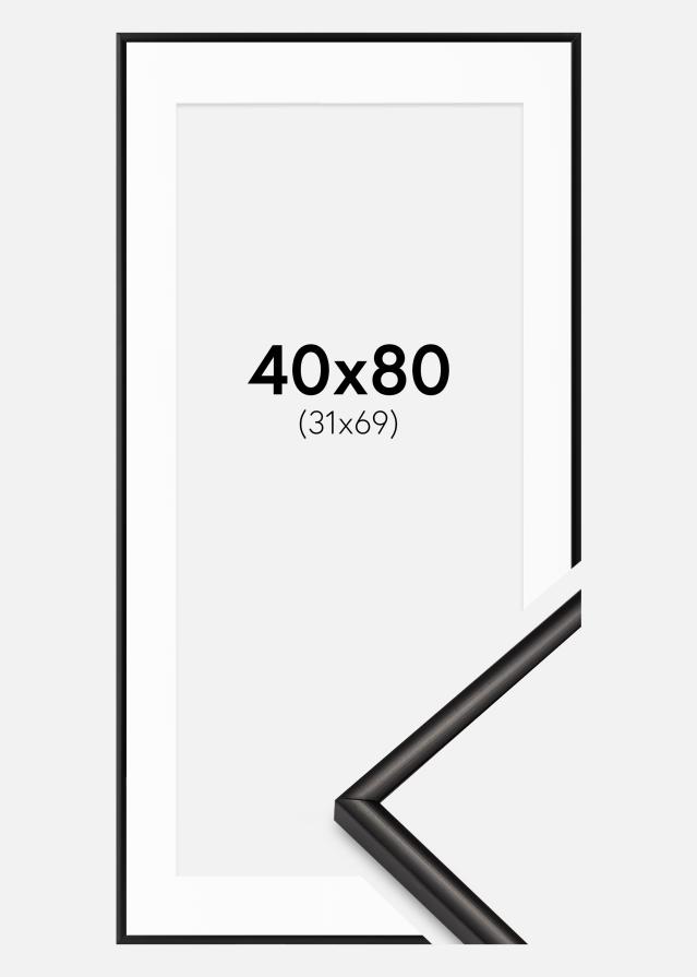Ram med passepartou Frame Scandi Matte Black 40x80 cm - Mounts White 32x70 cm