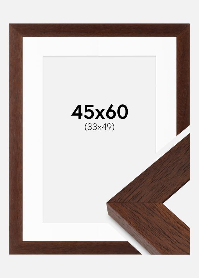 Ram med passepartou Frame Juno Teak 45x60 cm - Mounts White 34x50 cm