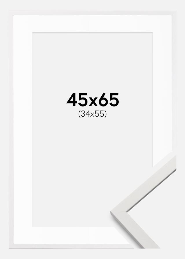 Ram med passepartou Frame Edsbyn White 45x65 cmPasspartout White 35x56 cm