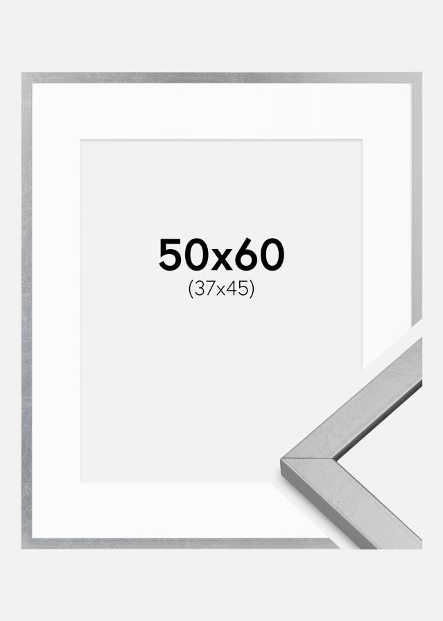 Ram med passepartou Frame Minerva Silver 50x60 cm - Mounts White 38x46 cm