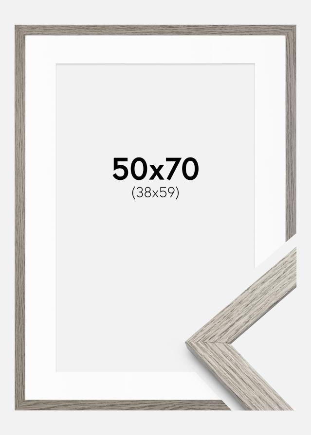 Ram med passepartou Frame Stilren Grey Oak 50x70 cm - Mounts White 39x60 cm
