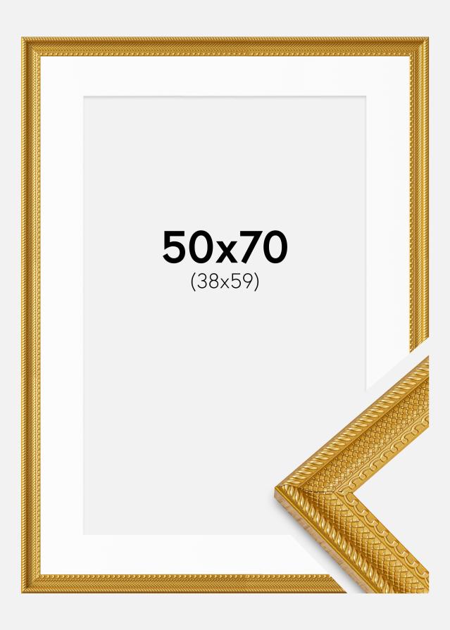 Ram med passepartou Frame Lattice Gold 50x70 cm - Mounts White 39x60 cm