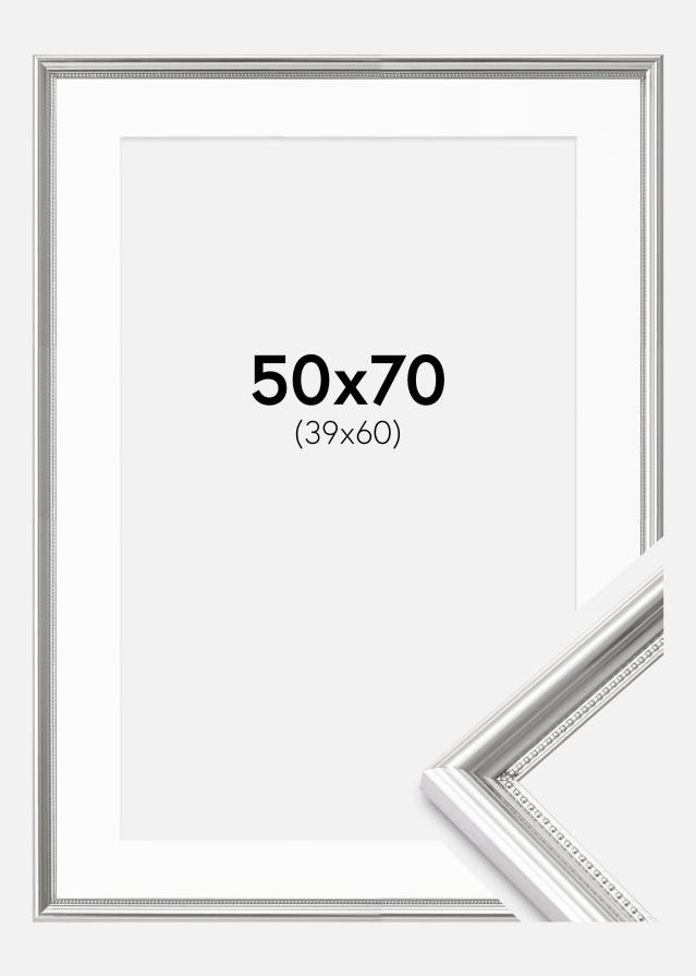 Ram med passepartou Frame Gala Silver 50x70 cm - Mounts White 40x61 cm