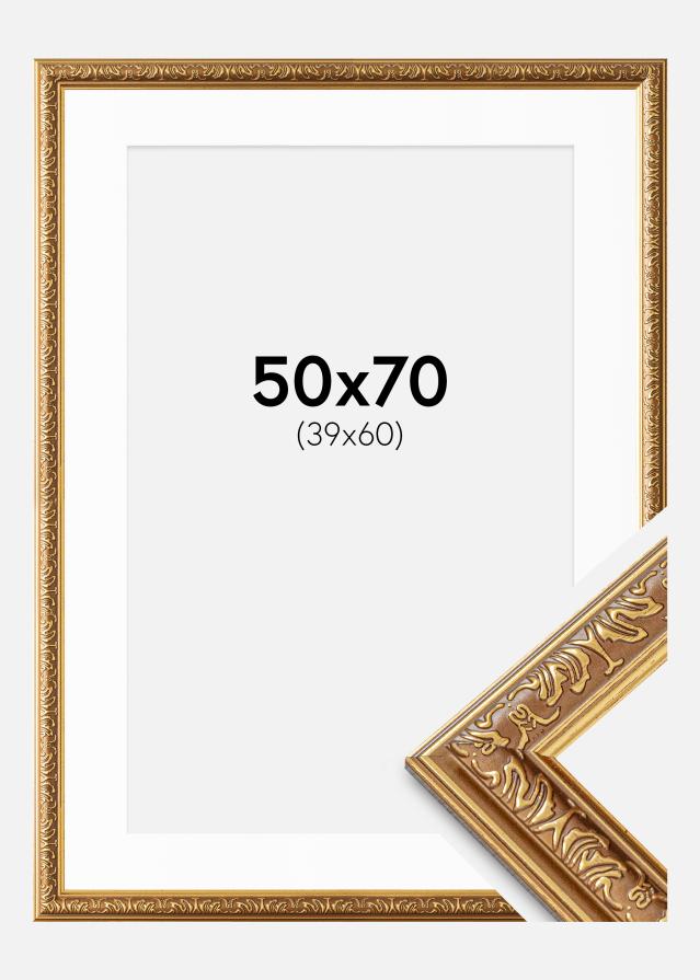 Ram med passepartou Frame Swirl Gold 50x70 cm - Mounts White 40x61 cm