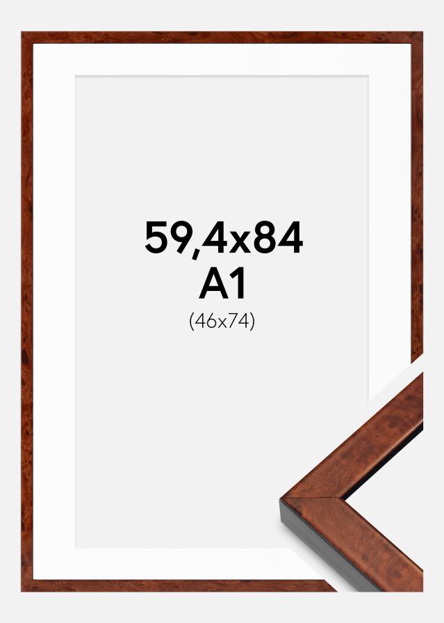 Ram med passepartou Frame Hermes Walnut 59.4x84 cm - Mounts White 47x75 cm