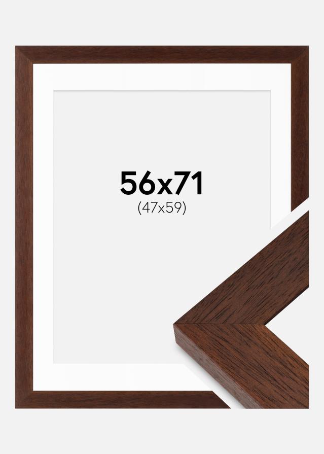 Ram med passepartou Frame Juno Teak 56x71 cm - Mounts White 48x60 cm
