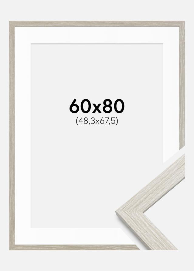 Ram med passepartou Frame Stilren Light Grey Oak 60x80 cm - Mounts White 49.3x68.5 cm