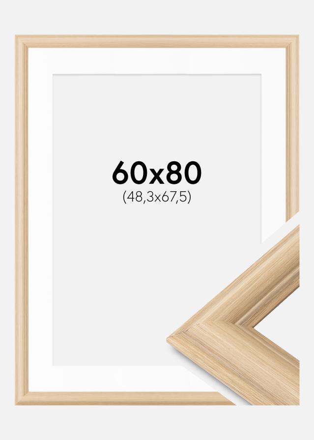 Ram med passepartou Frame Västkusten Oak 60x80 cm - Mounts White 49.3x68.5 cm