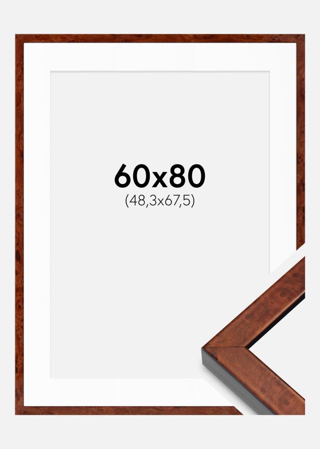Ram med passepartou Frame Hermes Walnut 60x80 cm - Mounts White 49.3x68.5 cm