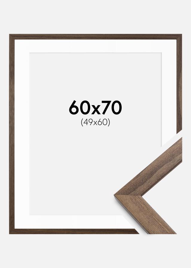 Ram med passepartou Frame Stilren Walnut 60x70 cm - Mounts White 50x61 cm