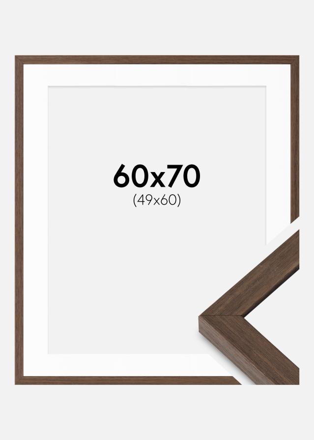 Ram med passepartou Frame Hermes Walnut 60x70 cm - Mounts White 50x61 cm