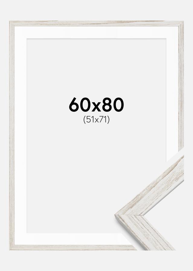 Ram med passepartou Frame Stilren Vintage White 60x80 cm - Mounts White 52x72 cm