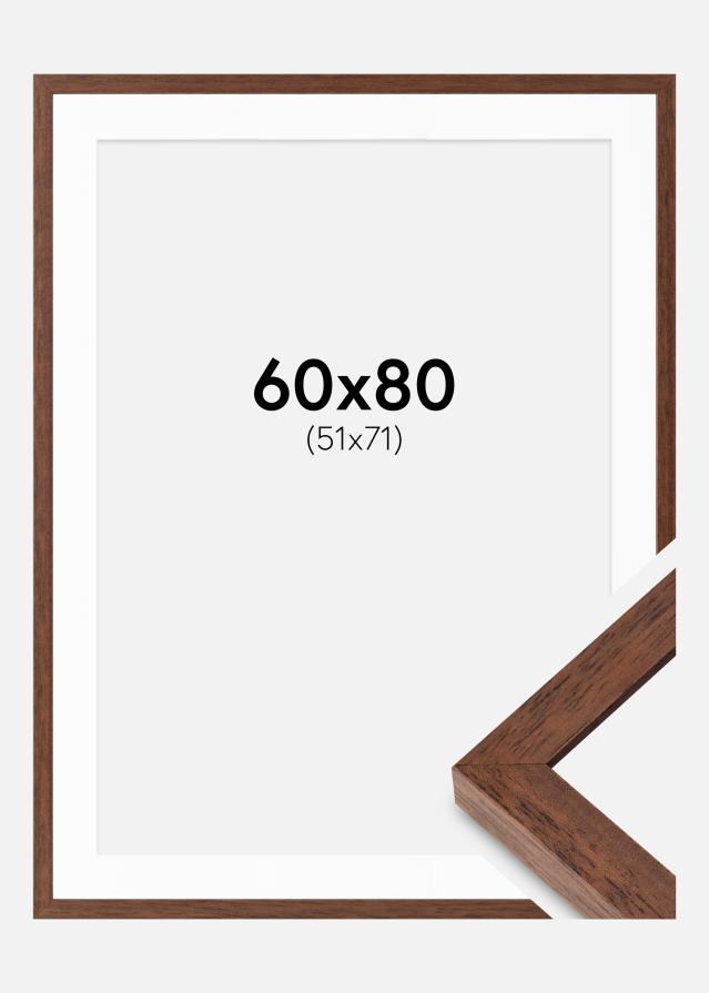 Ram med passepartou Frame Hermes Teak 60x80 cm - Mounts White 52x72 cm