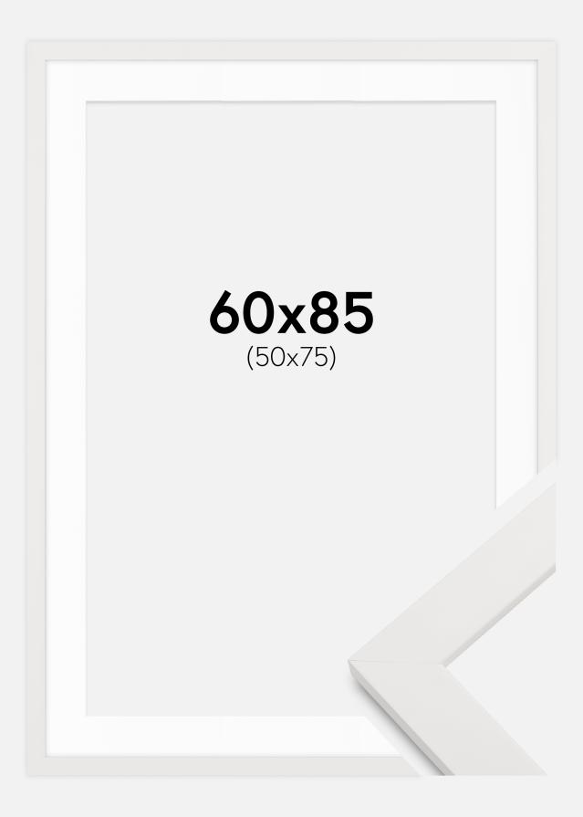 Ram med passepartou Frame White Wood 60x85 cm - Mounts White 51x76 cm