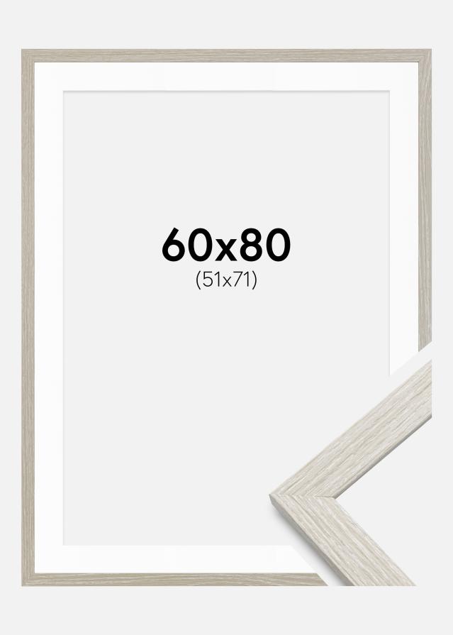 Ram med passepartou Frame Stilren Light Grey Oak 60x80 cm - Mounts White 52x72 cm