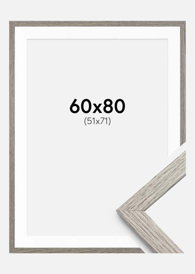 Ram med passepartou Frame Stilren Grey Oak 60x80 cm - Mounts White 52x72 cm