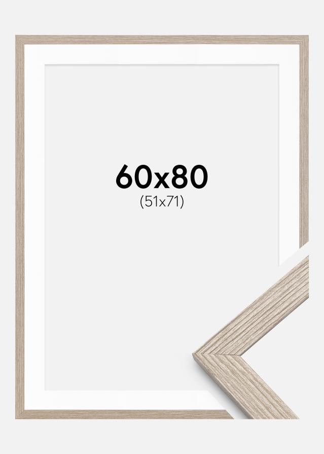 Ram med passepartou Frame Stilren Greige Oak 60x80 cm - Mounts White 52x72 cm