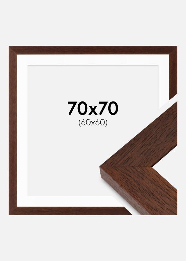 Ram med passepartou Frame Juno Teak 70x70 cm - Mounts White 61x61 cm