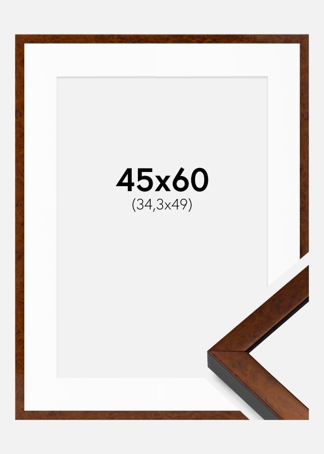 Ram med passepartou Frame Ares Walnut 45x60 cm - Mounts White B3 353x500 mm