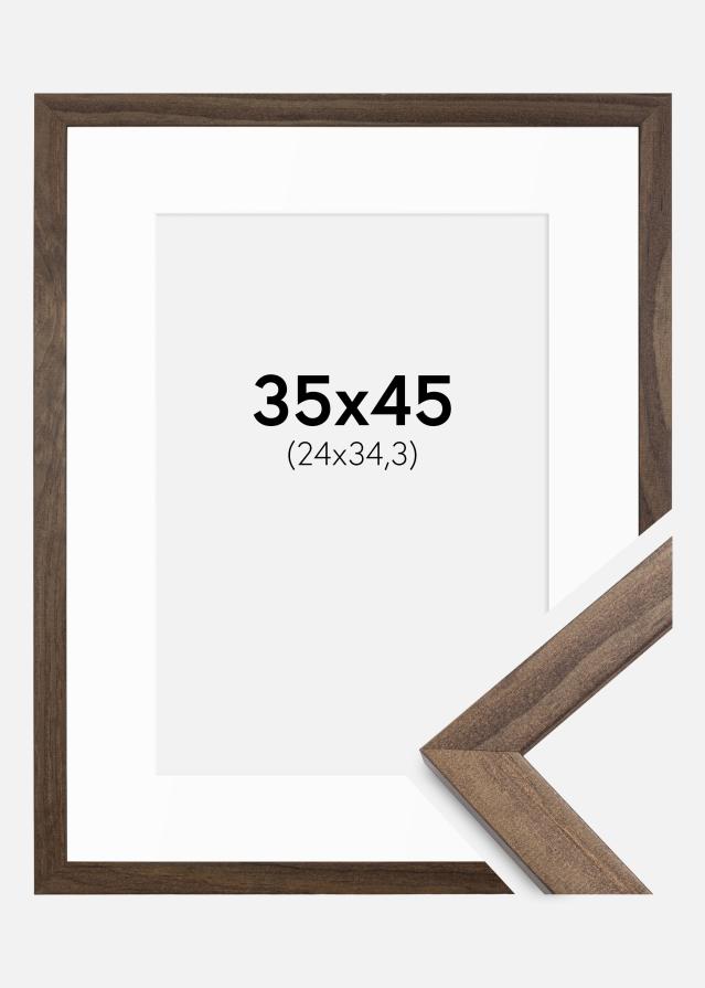 Ram med passepartou Frame Stilren Walnut 35x45 cm - Mounts White B4 250x353 mm