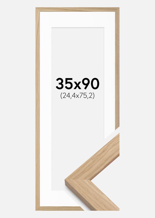 Ram med passepartou Frame Oak Wood 35x90 cm - Mounts White 10x30 inches