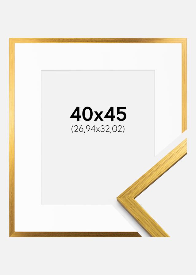 Ram med passepartou Frame Edsbyn Gold 40x45 cm - Mounts White 11x13 inches