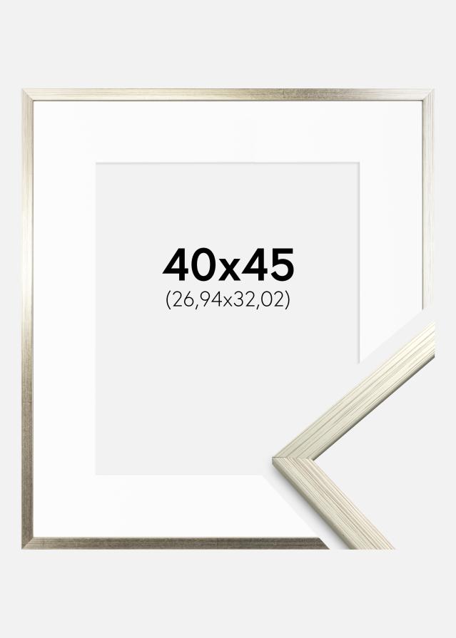 Ram med passepartou Frame Edsbyn Silver 40x45 cm - Mounts White 11x13 inches