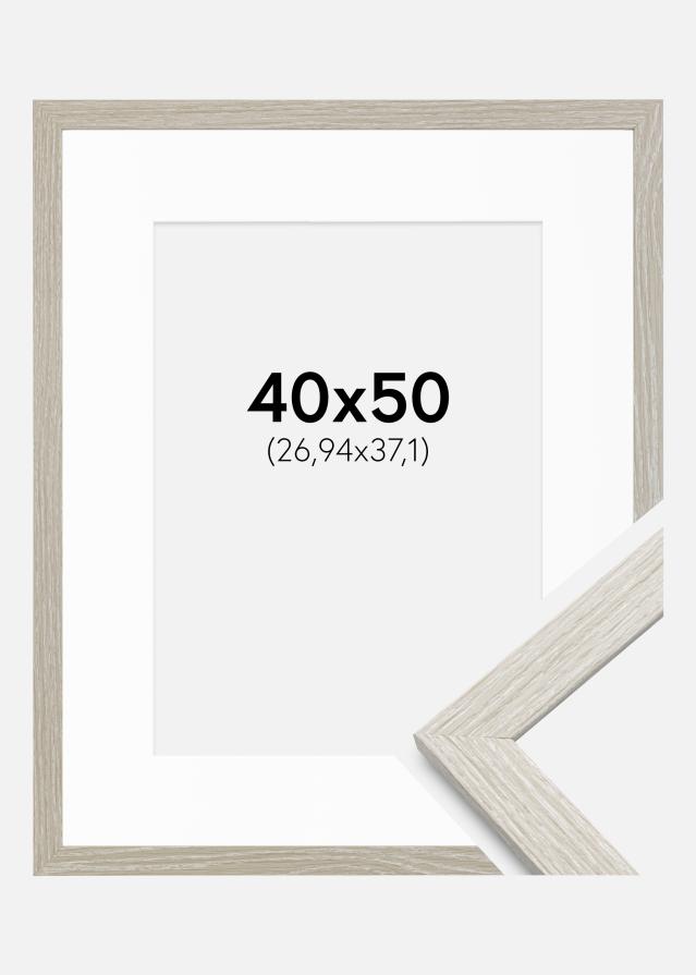 Ram med passepartou Frame Stilren Light Grey Oak 40x50 cm - Mounts White 11x15 inches
