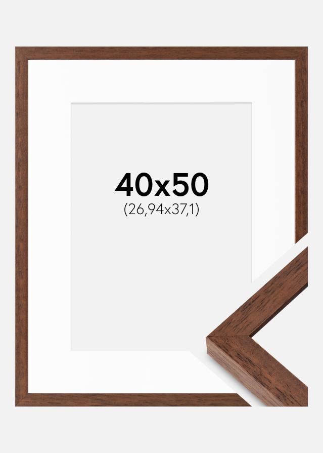 Ram med passepartou Frame Hermes Teak 40x50 cm - Mounts White 11x15 inches