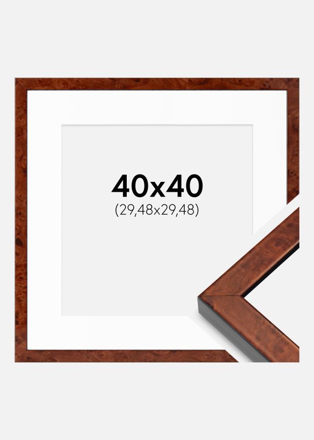 Ram med passepartou Frame Hermes Walnut 40x40 cm - Mounts White 12x12 inches