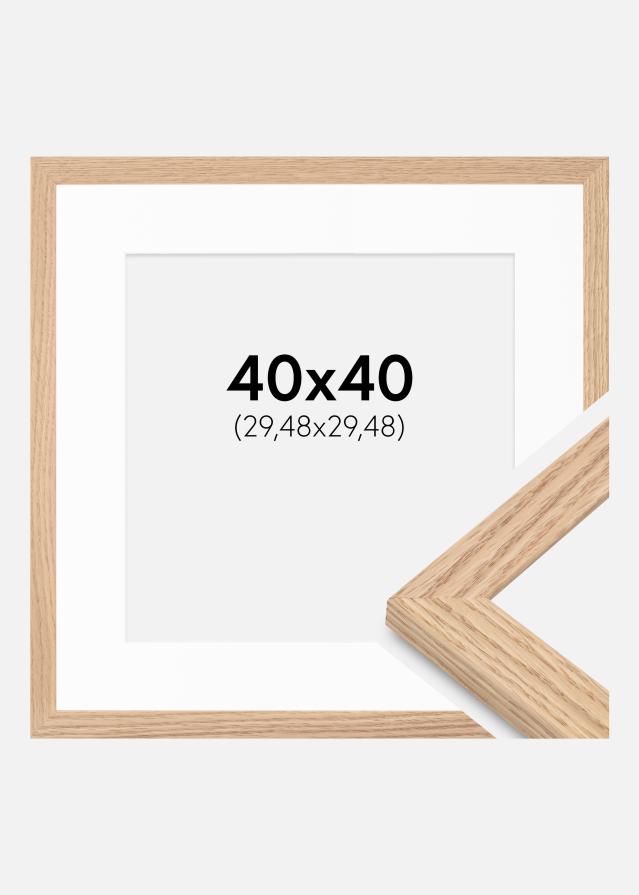 Ram med passepartou Frame Tidlös Massive Oak 40x40 cm - Mounts White 12x12 inches