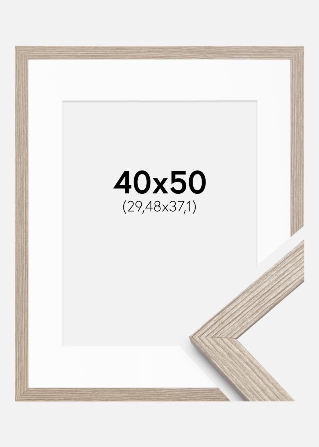 Ram med passepartou Frame Stilren Greige Oak 40x50 cm - Mounts White 12x15 inches