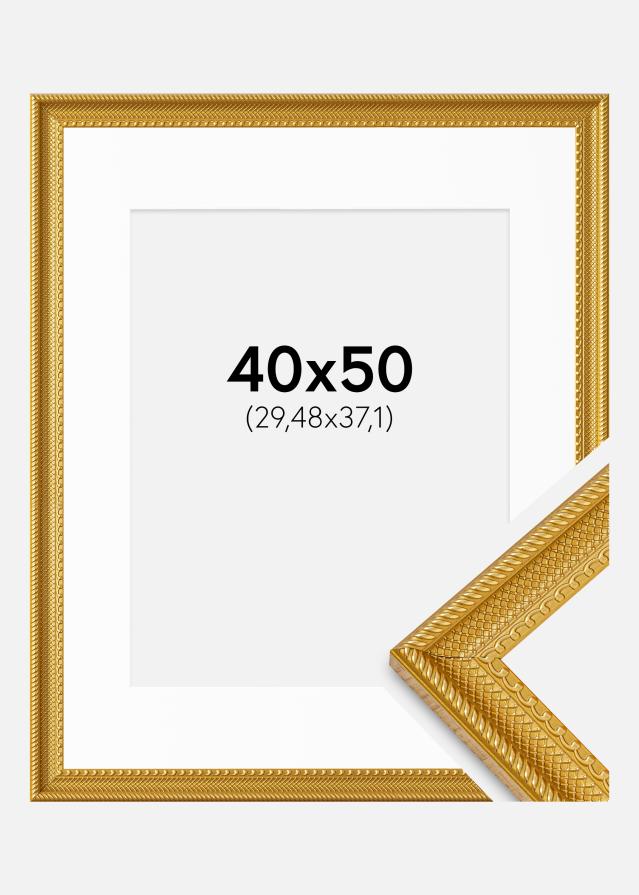 Ram med passepartou Frame Lattice Gold 40x50 cm - Mounts White 12x15 inches