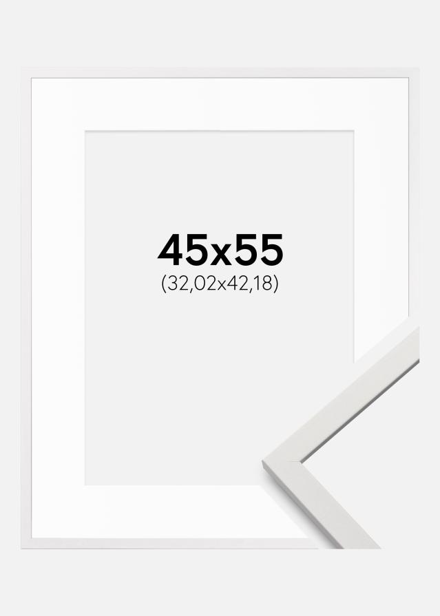 Ram med passepartou Frame Edsbyn White 45x55 cm - Mounts White 13x17 inches