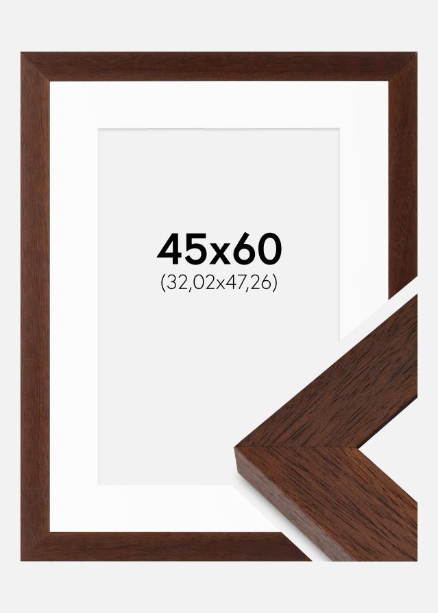 Ram med passepartou Frame Juno Teak 45x60 cm - Mounts White 13x19 inches