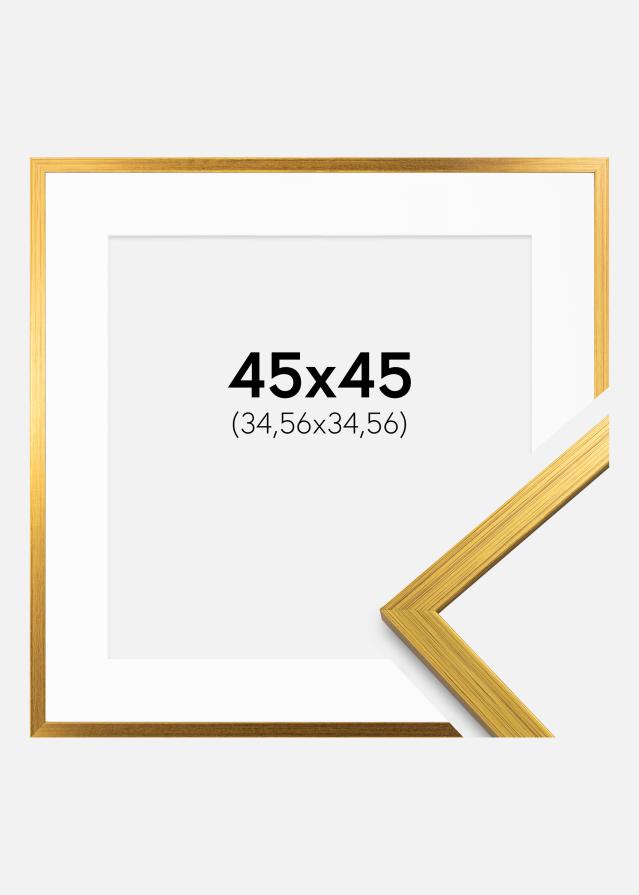 Ram med passepartou Frame Edsbyn Gold 45x45 cm - Mounts White 14x14 inches